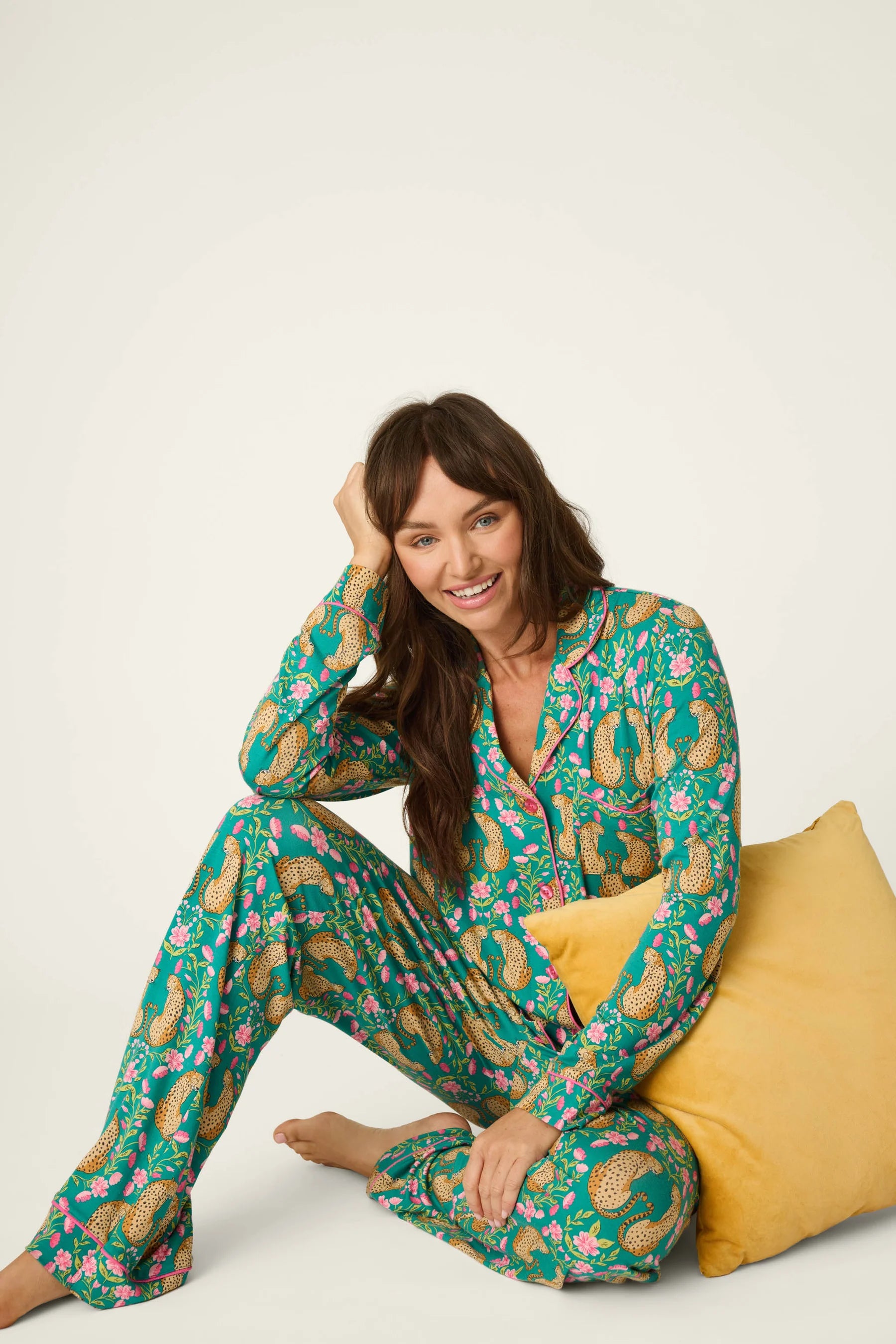 P.J. Salvage - Cheetah Bonita Dreams PJ Set in Teal Blue