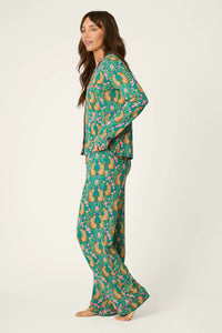 P.J. Salvage - Cheetah Bonita Dreams PJ Set in Teal Blue