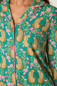P.J. Salvage - Cheetah Bonita Dreams PJ Set in Teal Blue