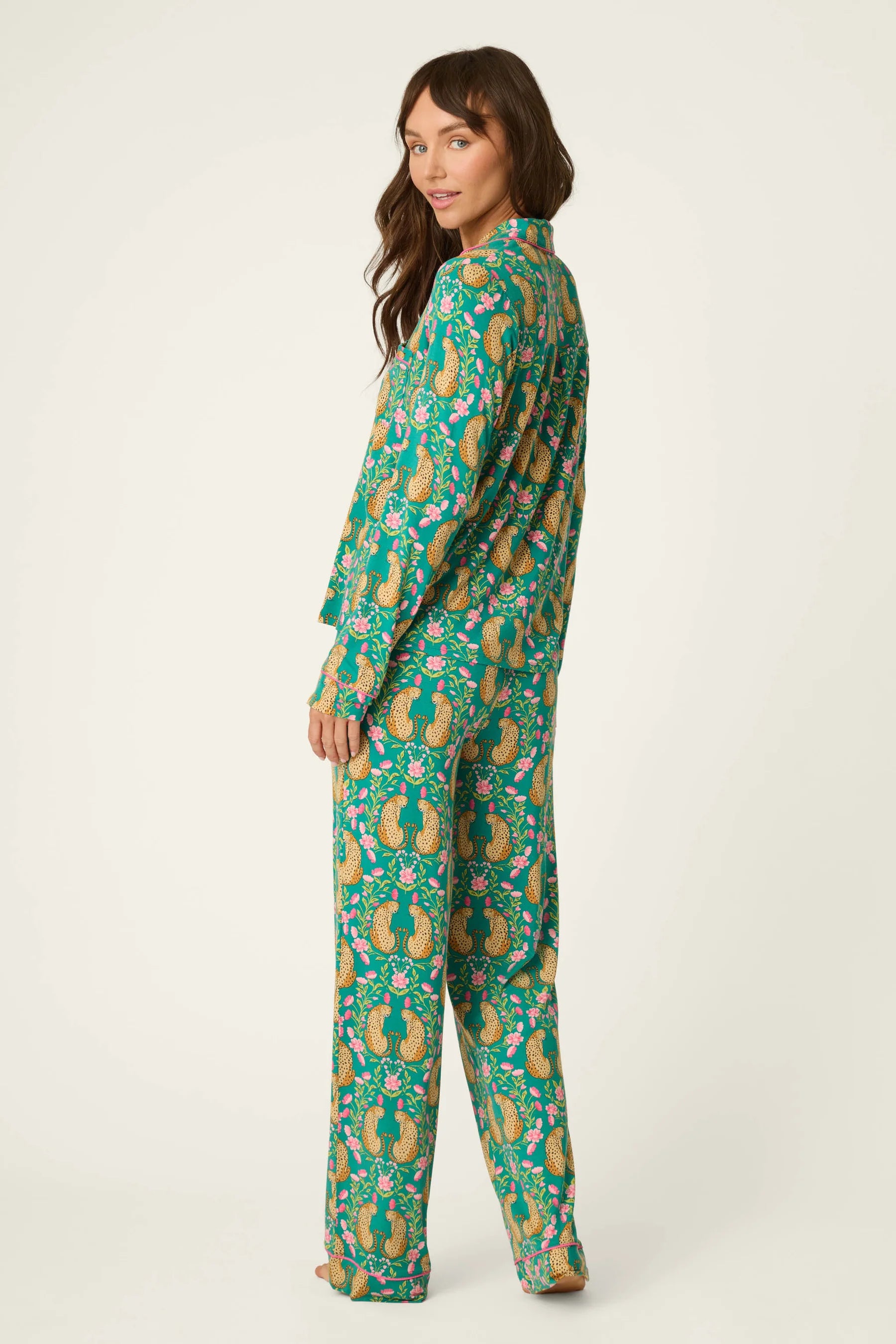 P.J. Salvage - Cheetah Bonita Dreams PJ Set in Teal Blue