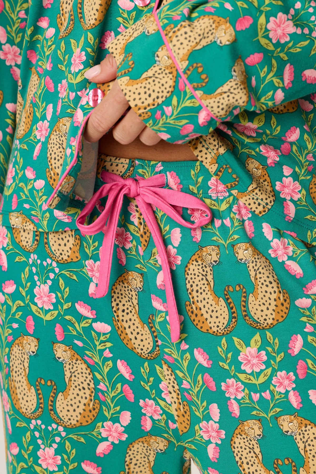 P.J. Salvage - Cheetah Bonita Dreams PJ Set in Teal Blue