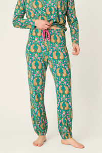 P.J. Salvage - Cheetah Bonita Dreams Pant in Teal Blue