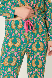 P.J. Salvage - Cheetah Bonita Dreams Pant in Teal Blue