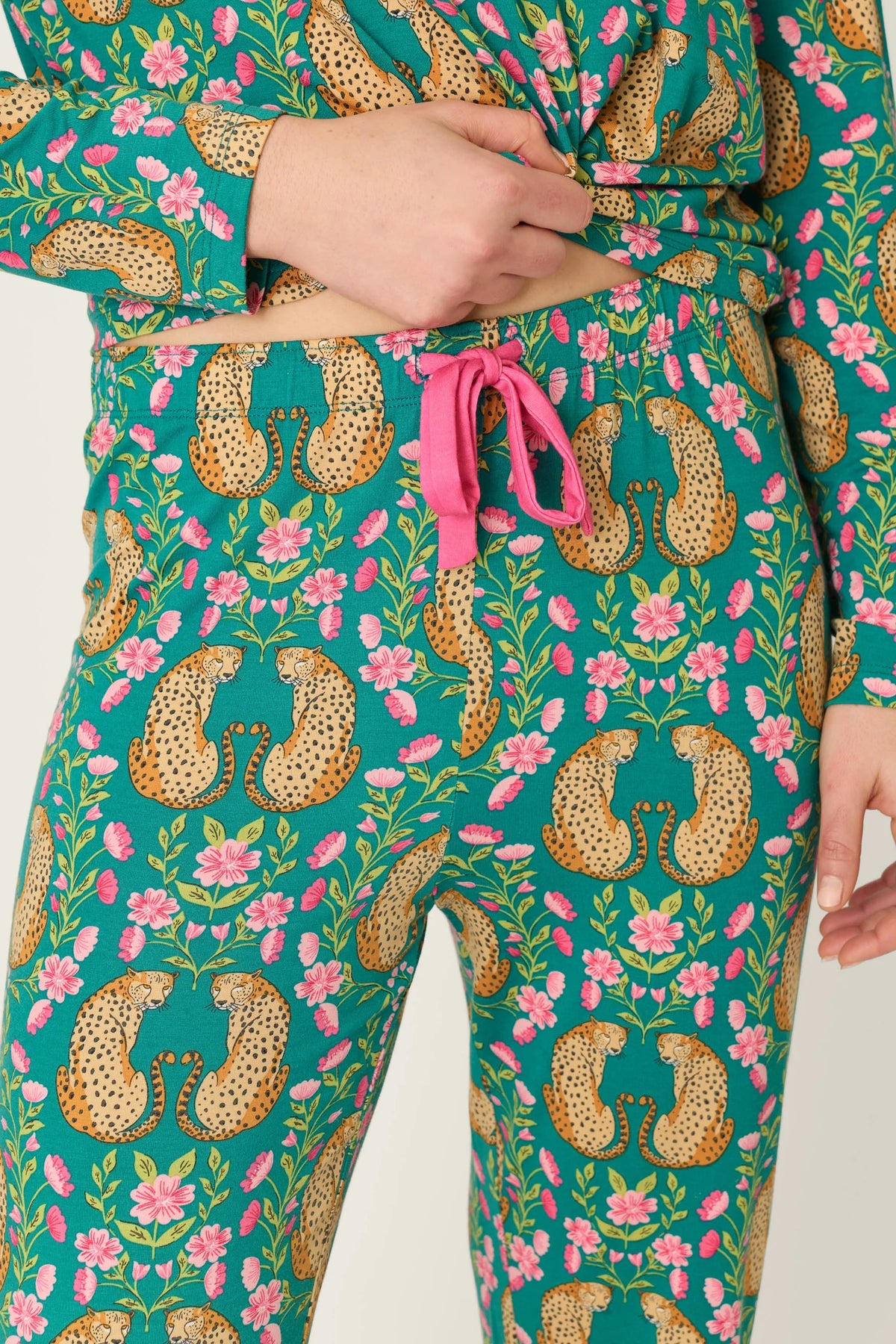 P.J. Salvage - Cheetah Bonita Dreams Pant in Teal Blue