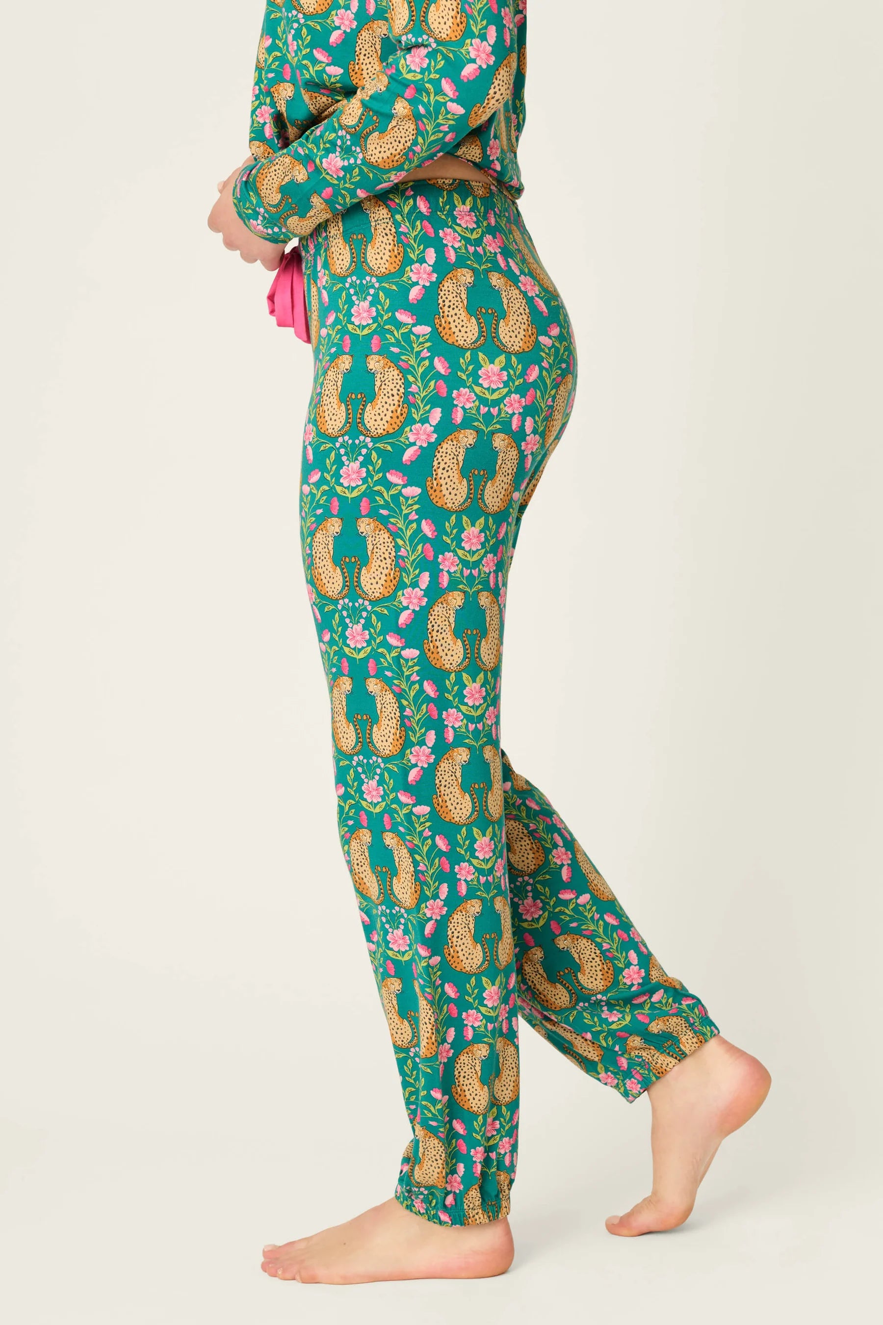 P.J. Salvage - Cheetah Bonita Dreams Pant in Teal Blue