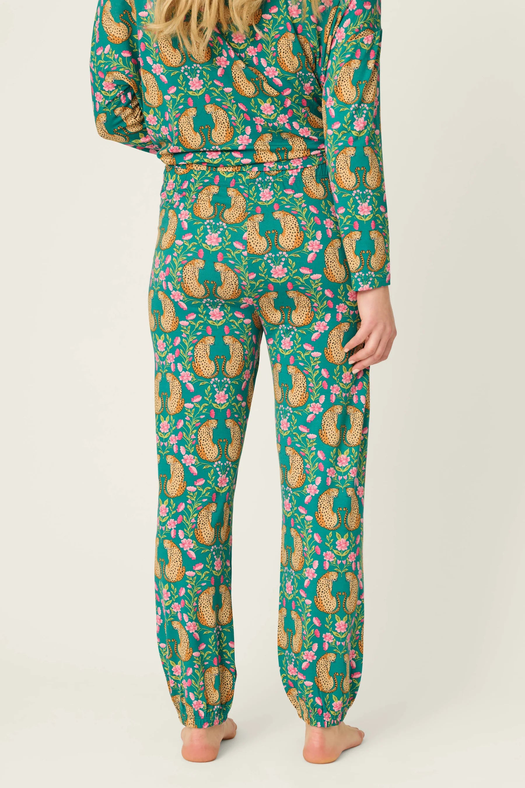 P.J. Salvage - Cheetah Bonita Dreams Pant in Teal Blue
