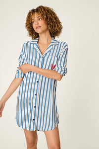 P.J. Salvage - Soiree Dreams Night Shirt in Blue Stripe