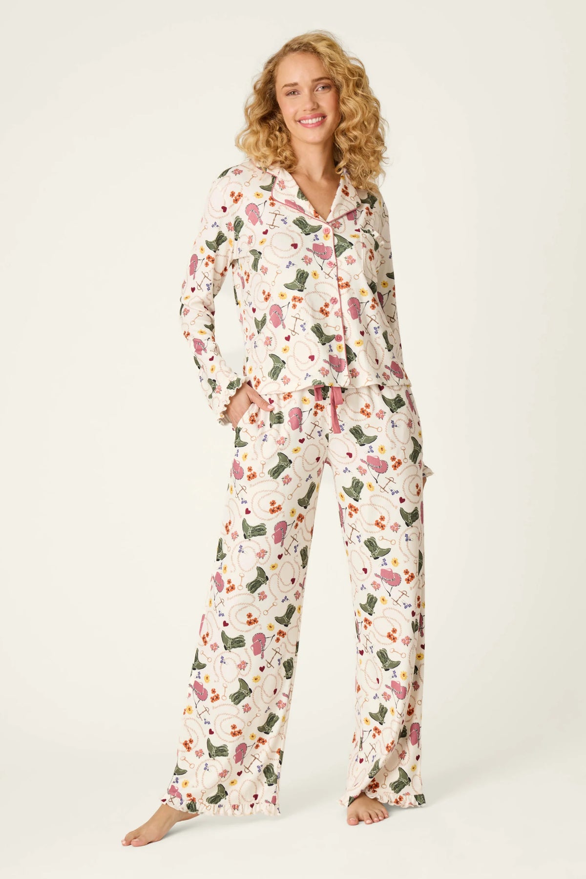 P.J. Salvage - Saddle Up Western Print Long Sleeve PJ Set