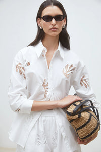 Suncoo - Loula Button Up Shirt in Blanc Casse