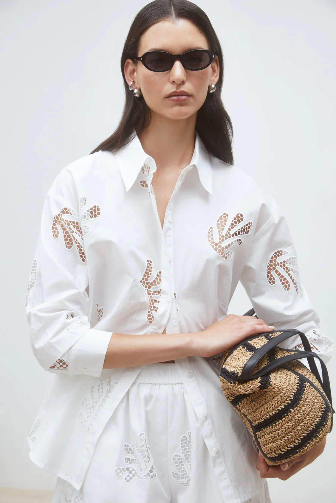 Suncoo - Loula Button Up Shirt in Blanc Casse