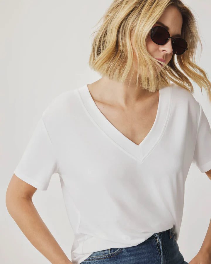 Splendid - Kacey Bamboo V-Neck Tee in White