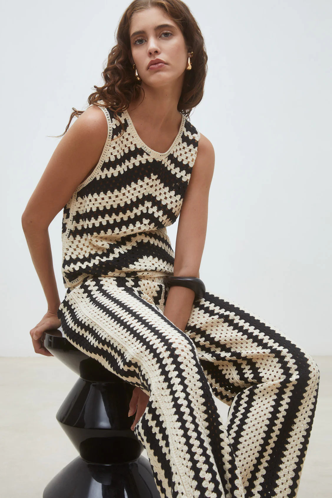 Suncoo - Jequel Crochet Pants in Creme