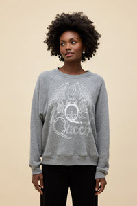 DAYDREAMER - Queen Crest Vintage Raglan Sweatshirt in Heather Grey
