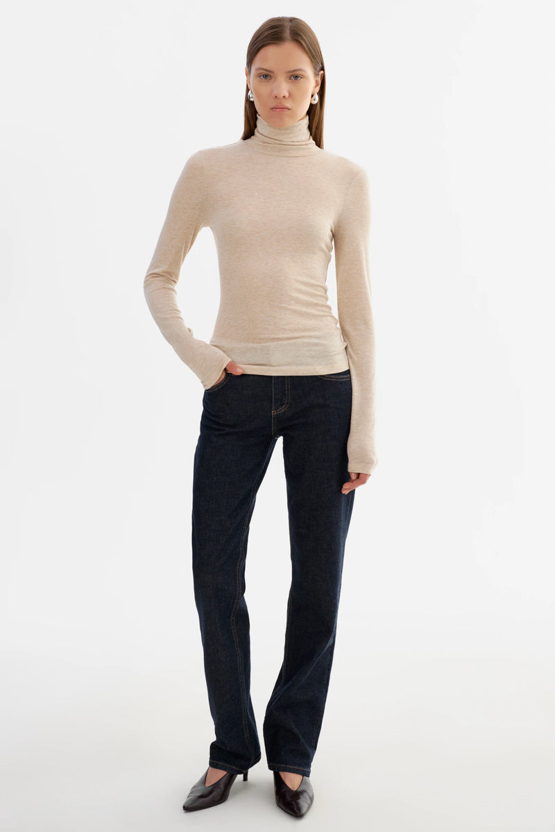 LAMARQUE - Sadie - Long Sleeve Turtleneck in Heather Beige