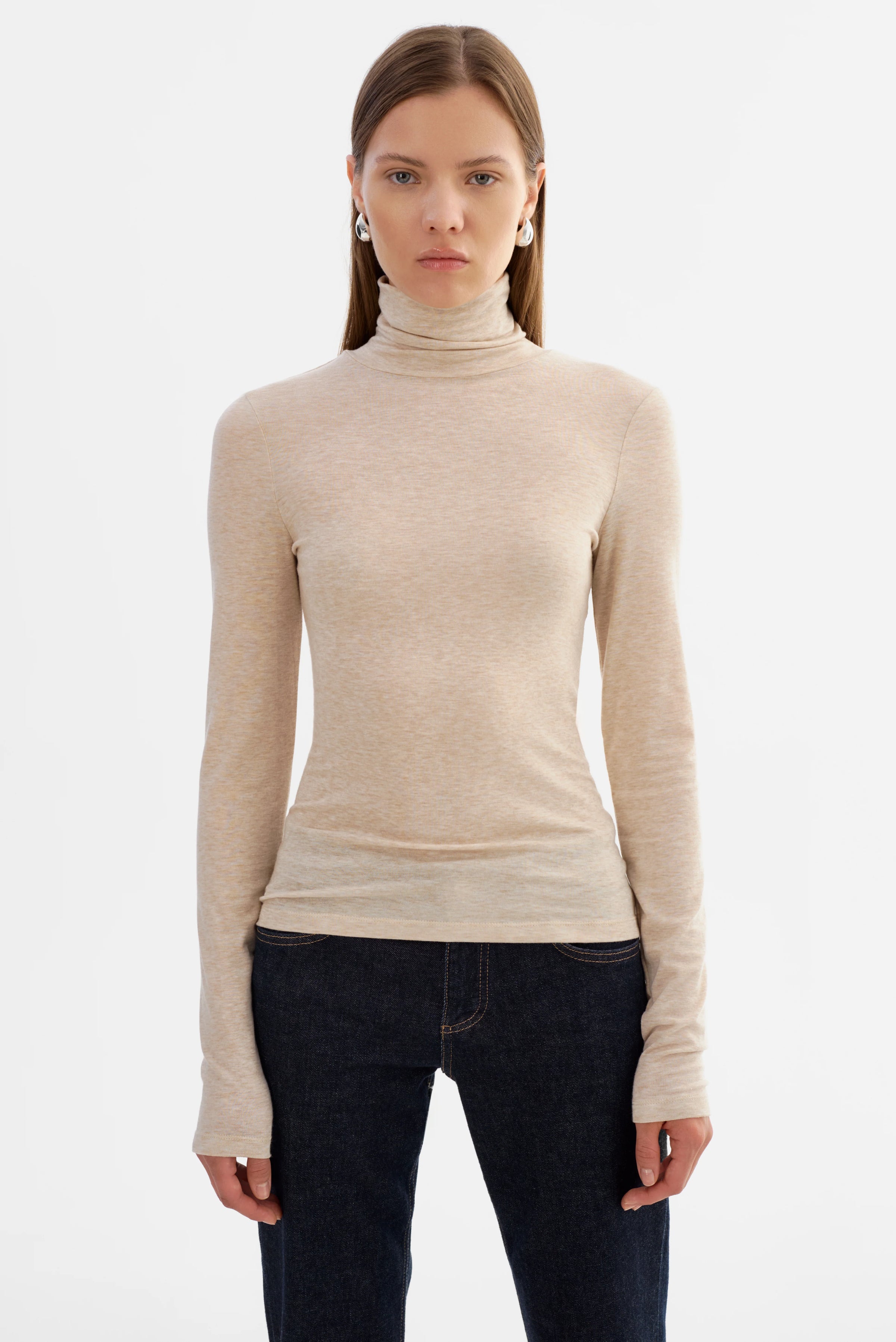 LAMARQUE - Sadie - Long Sleeve Turtleneck in Heather Beige