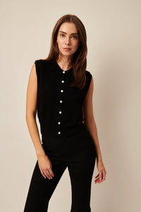 LINE Knitwear - Shiloh - Sleeveless vest in Caviar