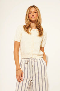 John + Jenn - Sorrel -  Short Sleeve Cardigan in Dove