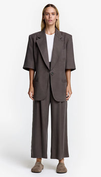 Smythe - Cropped Pleated Trouser in Mink