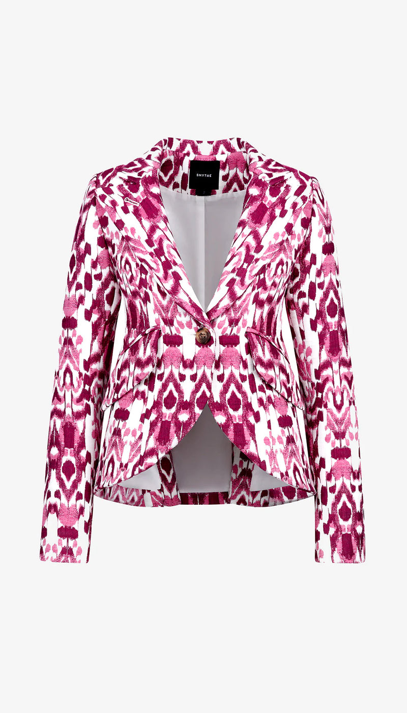 Smythe - One Button Blazer in Raspberry Jacquard