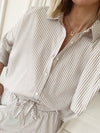 Splendid - Cella Jane Collection - Poplin Button Down Shirt in Wood/White