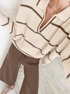 Splendid - Cella Jane Collection - Stripe Polo Sweater in Pearl/Hazelnut