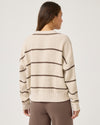 Splendid - Cella Jane Collection - Stripe Polo Sweater in Pearl/Hazelnut