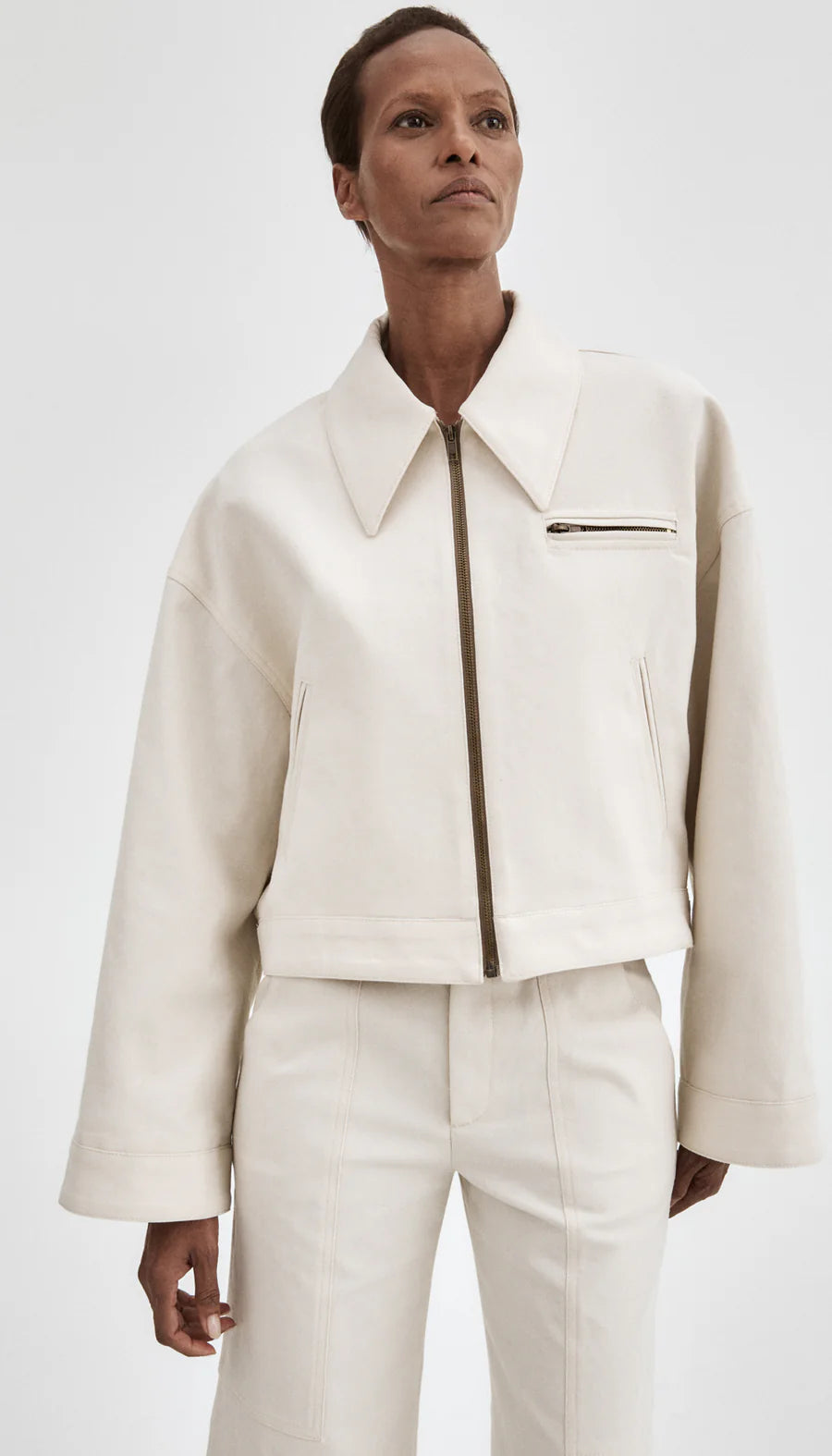 Smythe - Crop Zip Jacket in Ecru