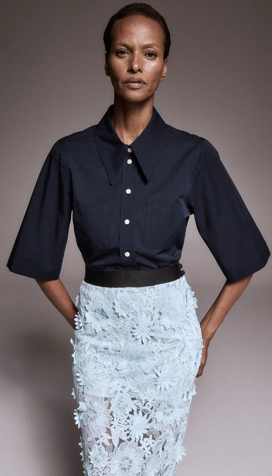 Smythe - Applique Pencil Skirt in Robins Egg