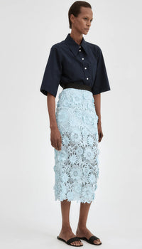 Smythe - Applique Pencil Skirt in Robins Egg