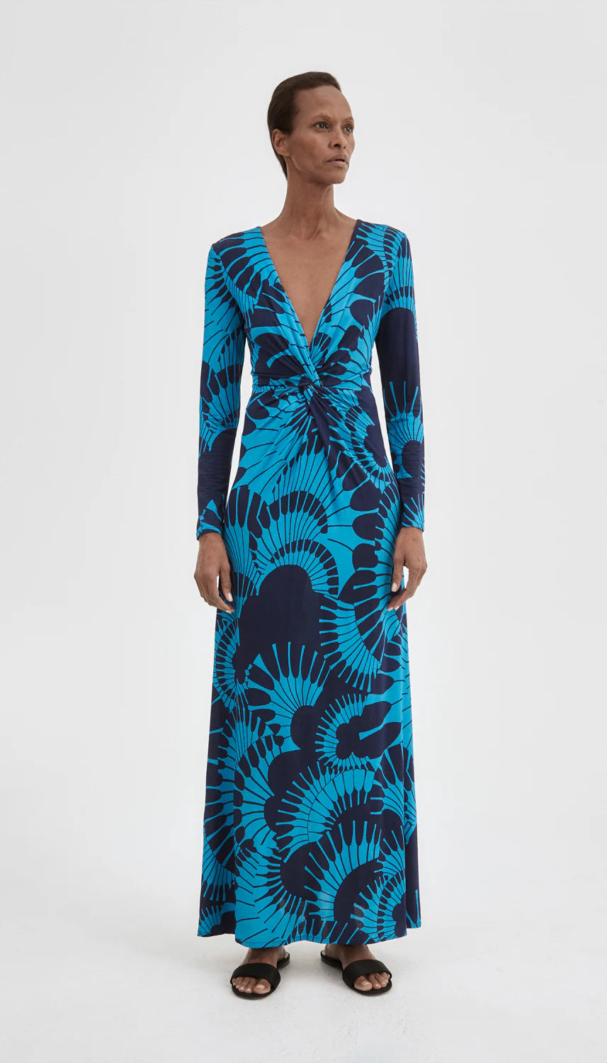 Smythe - Waist Knot Dress in Navy Graphic