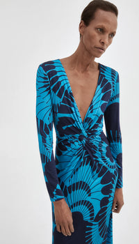 Smythe - Waist Knot Dress in Navy Graphic