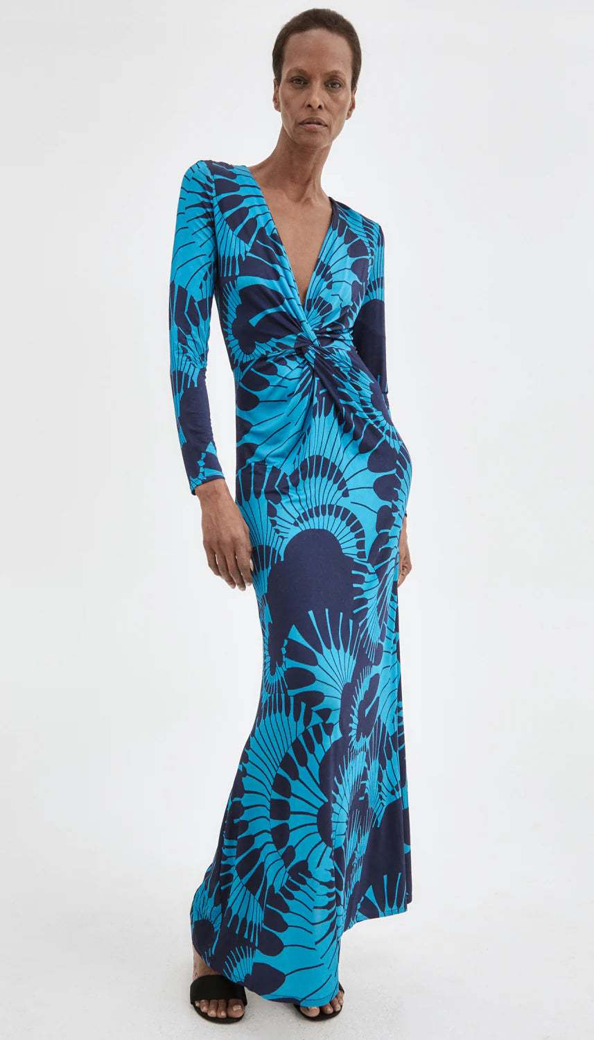 Smythe - Waist Knot Dress in Navy Graphic
