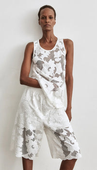 Smythe - Shirttail Tank in White Applique