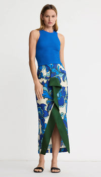 Smythe - Front Ruffle Skirt in Aegean Multi