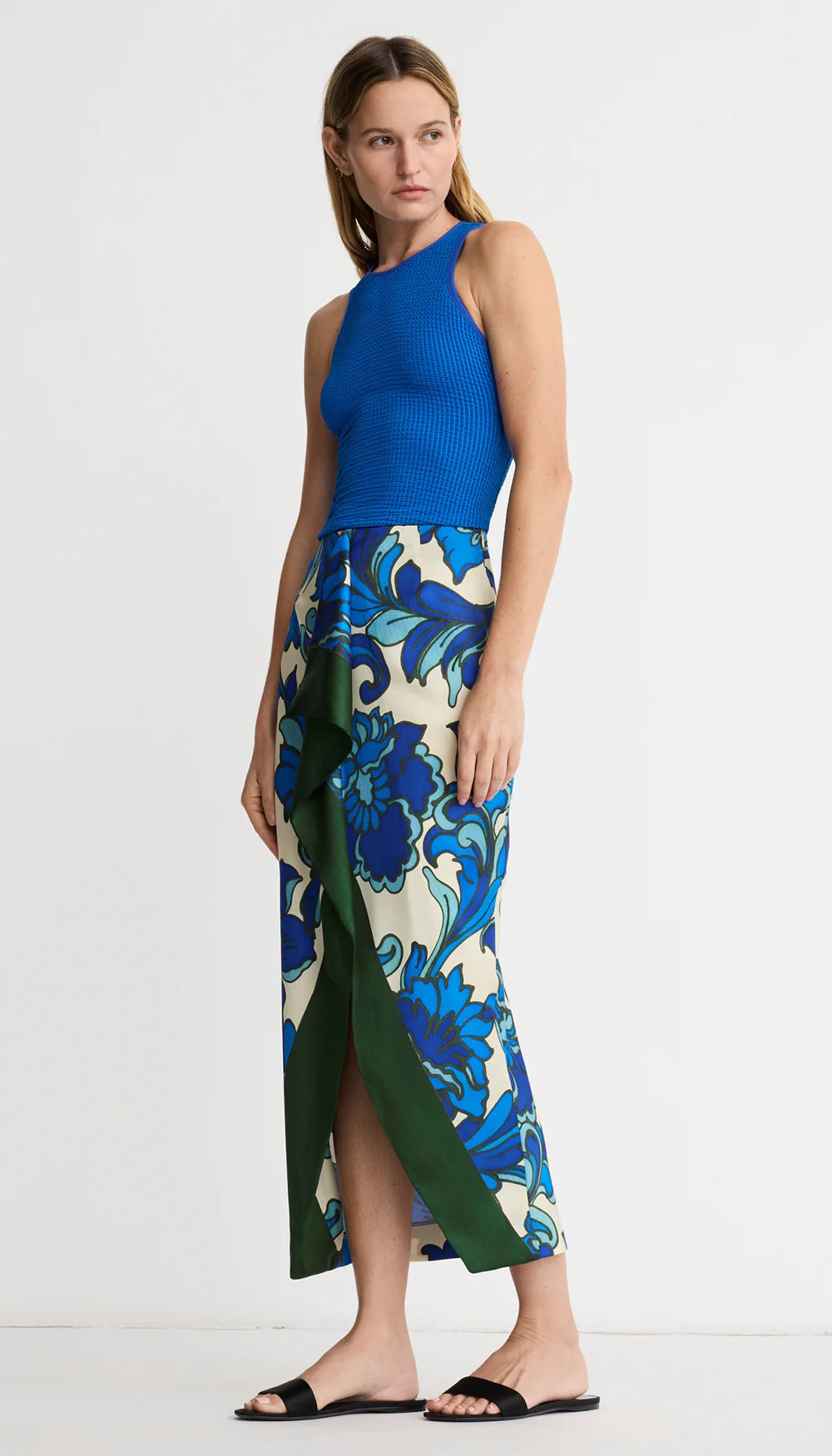 Smythe - Front Ruffle Skirt in Aegean Multi