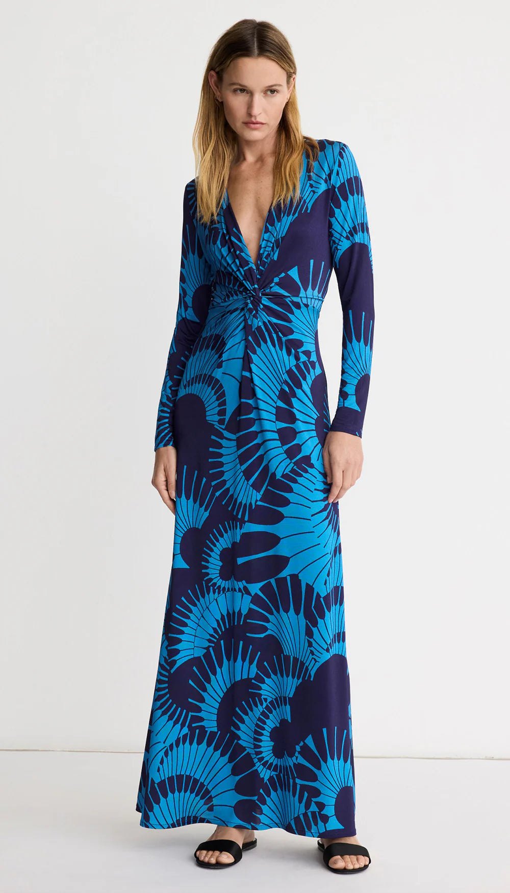 Smythe - Waist Knot Dress in Navy Graphic