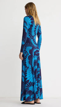 Smythe - Waist Knot Dress in Navy Graphic