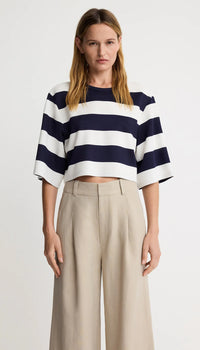 Smythe - Cropped Swing Tee in Navy/White