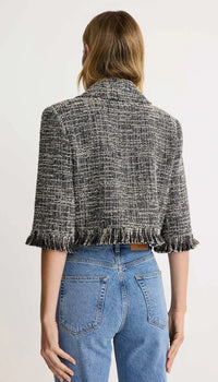 Smythe - Cropped Sleeve Mini Jacket in Pepper Tweed