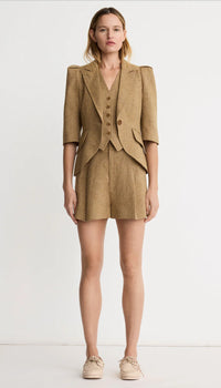 Smythe - Crop Sleeve Pouf One Button Blazer in Tortilla