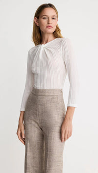 Smythe - Twist Neck Knit Top in White