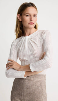 Smythe - Twist Neck Knit Top in White