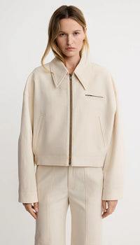 Smythe - Crop Zip Jacket in Ecru