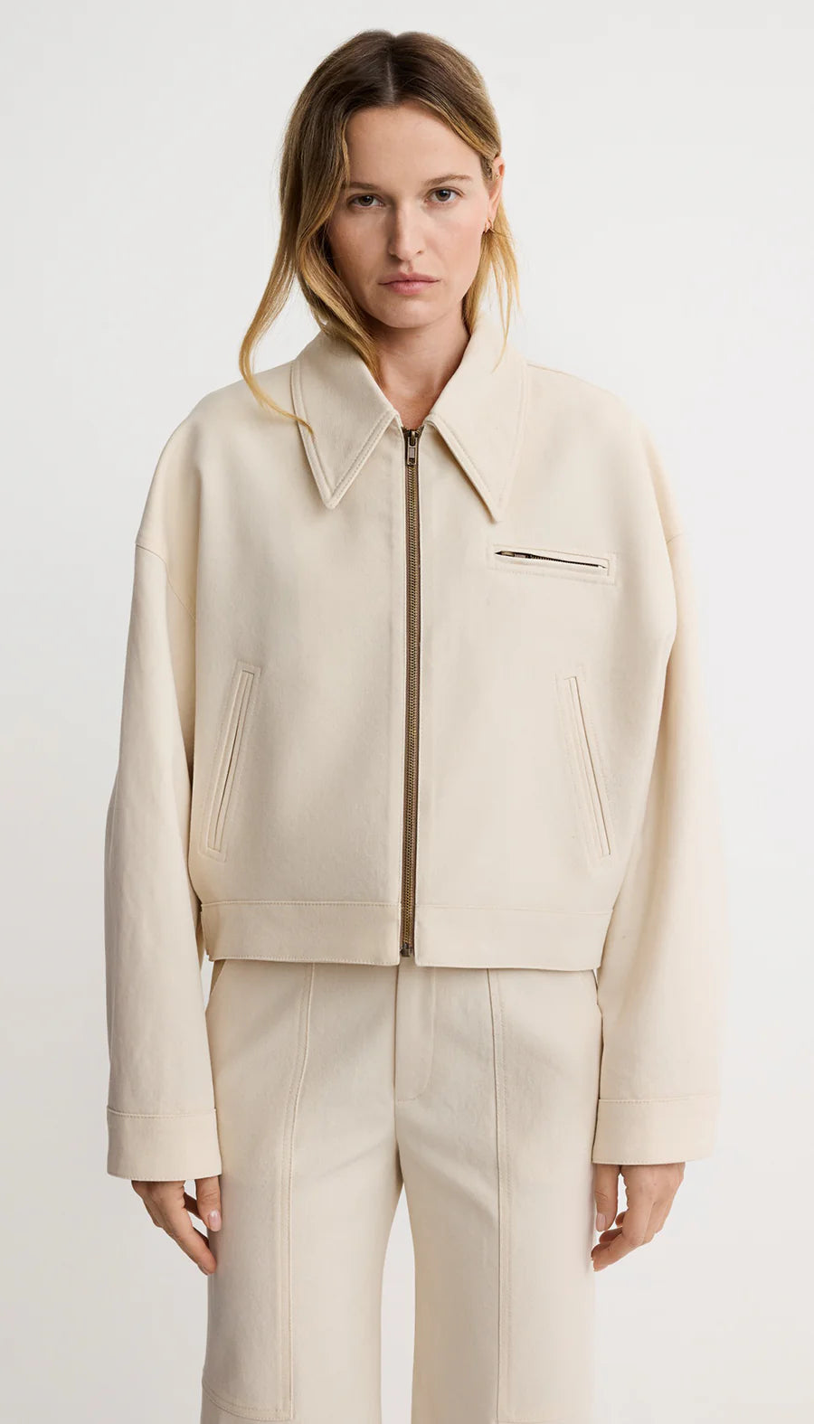 Smythe - Crop Zip Jacket in Ecru
