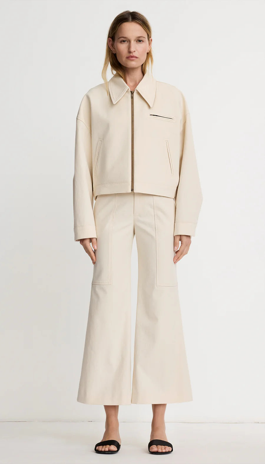 Smythe - Crop Zip Jacket in Ecru