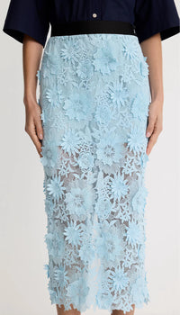 Smythe - Applique Pencil Skirt in Robins Egg