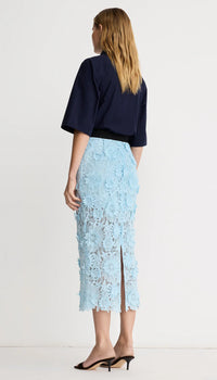 Smythe - Applique Pencil Skirt in Robins Egg