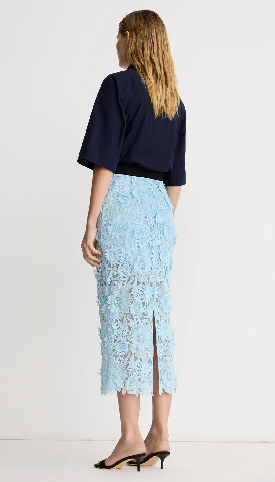 Smythe - Applique Pencil Skirt in Robins Egg