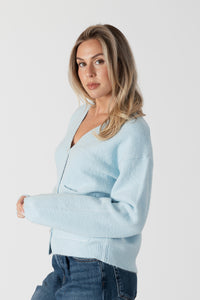 Lyla & Luxe - Stella - Cardigan w/ Crystal Buttons in Blue