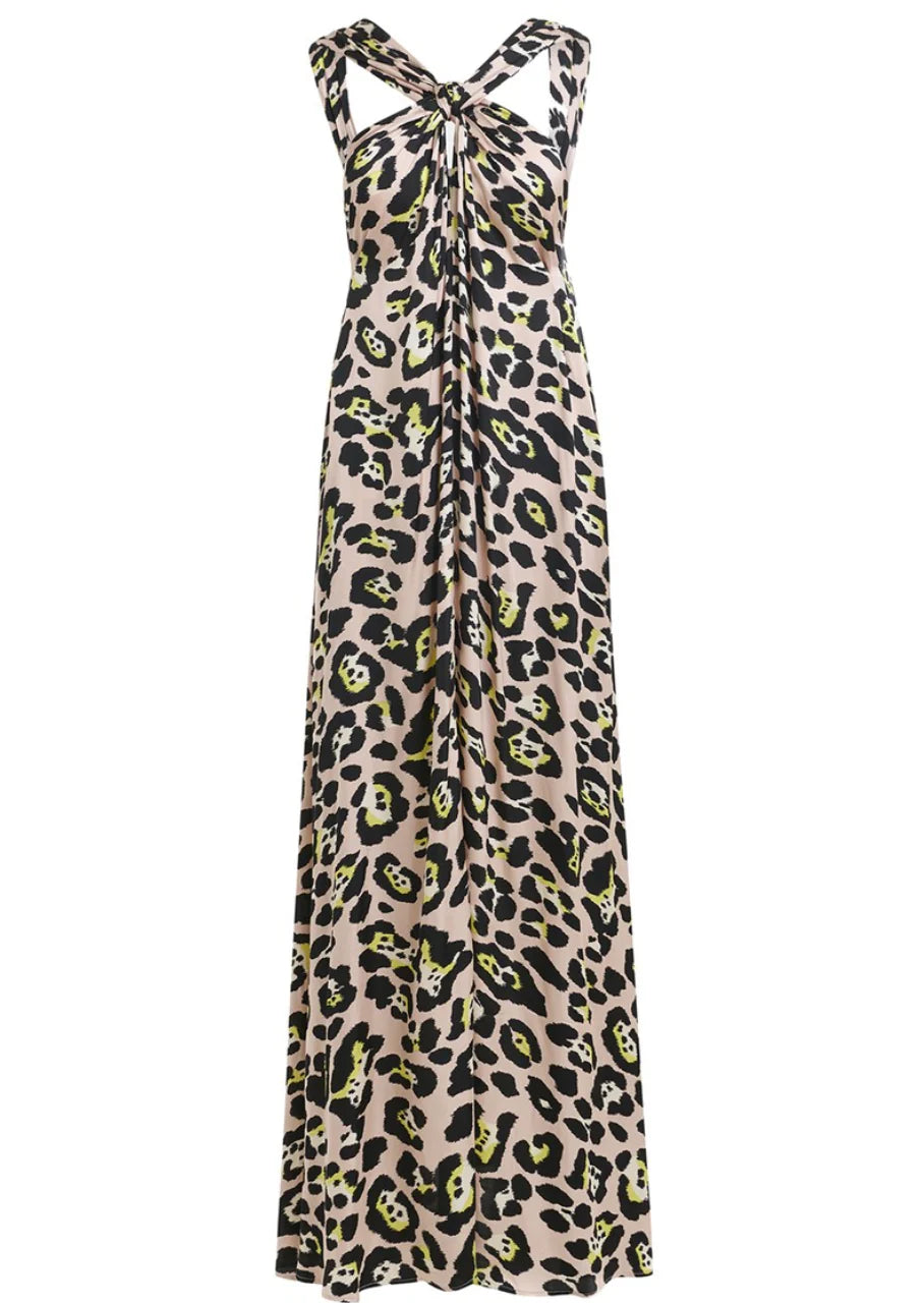 Essentiel Antwerp - Jaycee Halterneck Dress in Pink Pastel Leopard